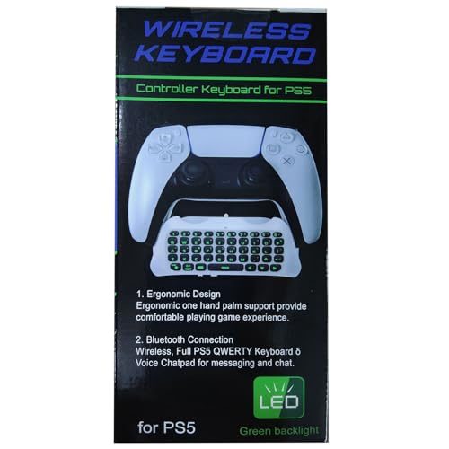 TiMOVO Multi-Color RGB Backlight Keyboard for PS5 Controller, Wireless Bluetooth Chatpad, Black V9833
