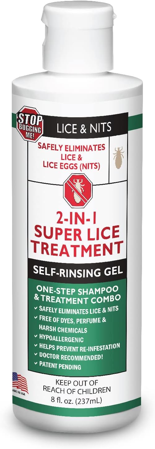 Stop Bugging Me! All-Natural 2-in-1 Super Lice Treatment Gel Shampoo, 8 oz | Safely Eliminates Lice and Lice Eggs