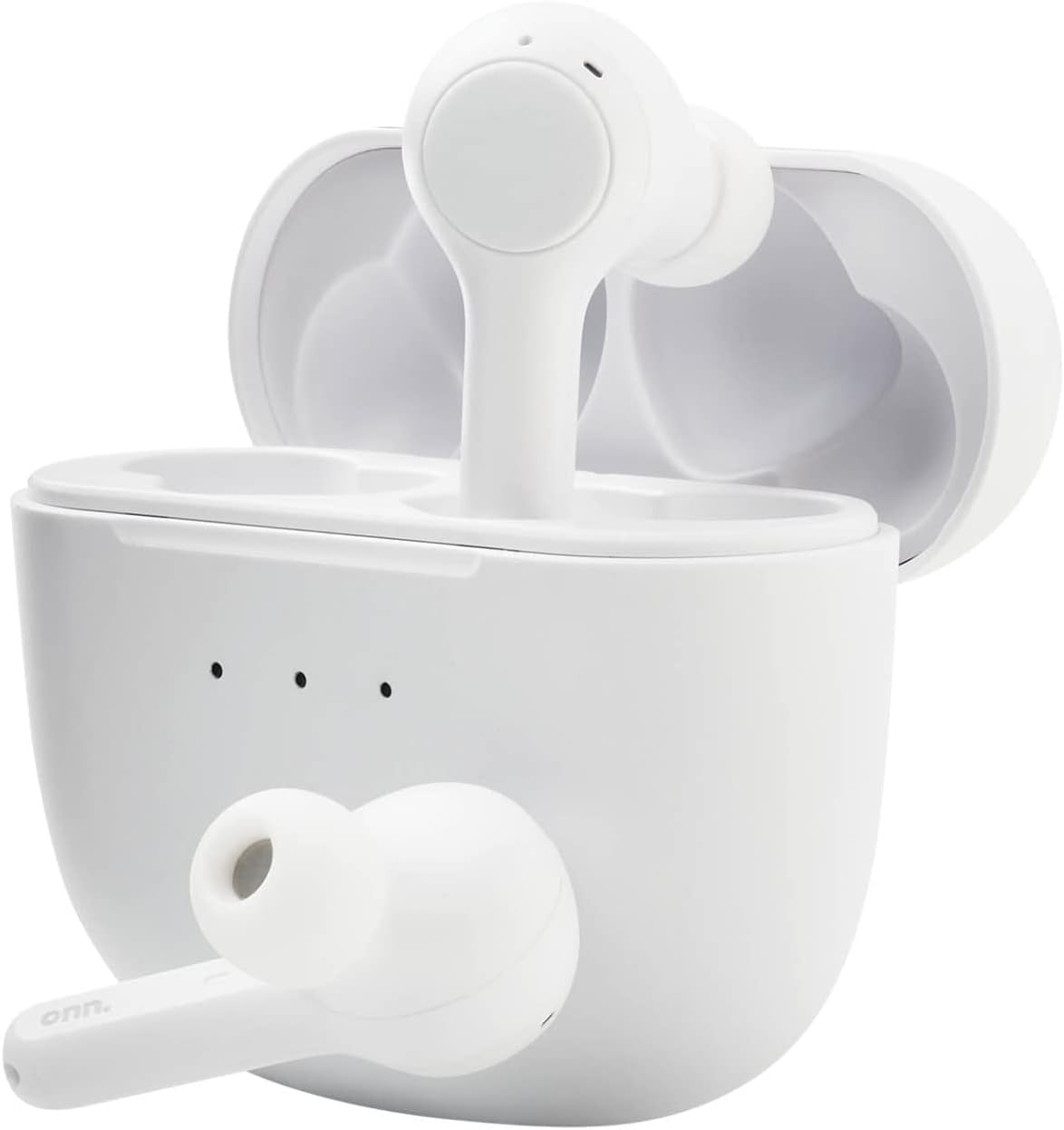 onn. Bluetooth True Wireless Headphones with Charging Case, White, 100024715
