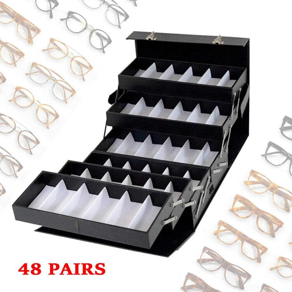 TFCFL Sunglasses Organizer Storage Box with Clear Glass Lid, 48 Slots U6583