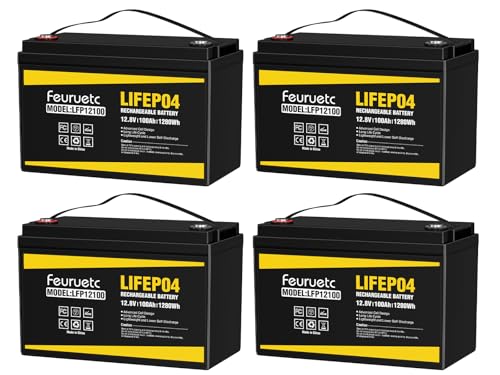 12V 100Ah LiFePO4 Lithium Battery - Solar Powered Battery with 100A BMS, 1280Wh Energy Storage, Iron Phosphate 15000 Deep Cycles Marine Battery for RV, Golf Car, Trolling Motor