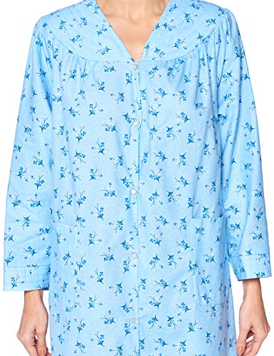 Casual Nights Women's Floral Snap Front Flannel Duster Dress X95896