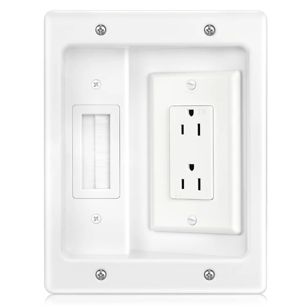 Recessed Outlet Box Cable Management Kit 15A 125V for TV Wires D64582