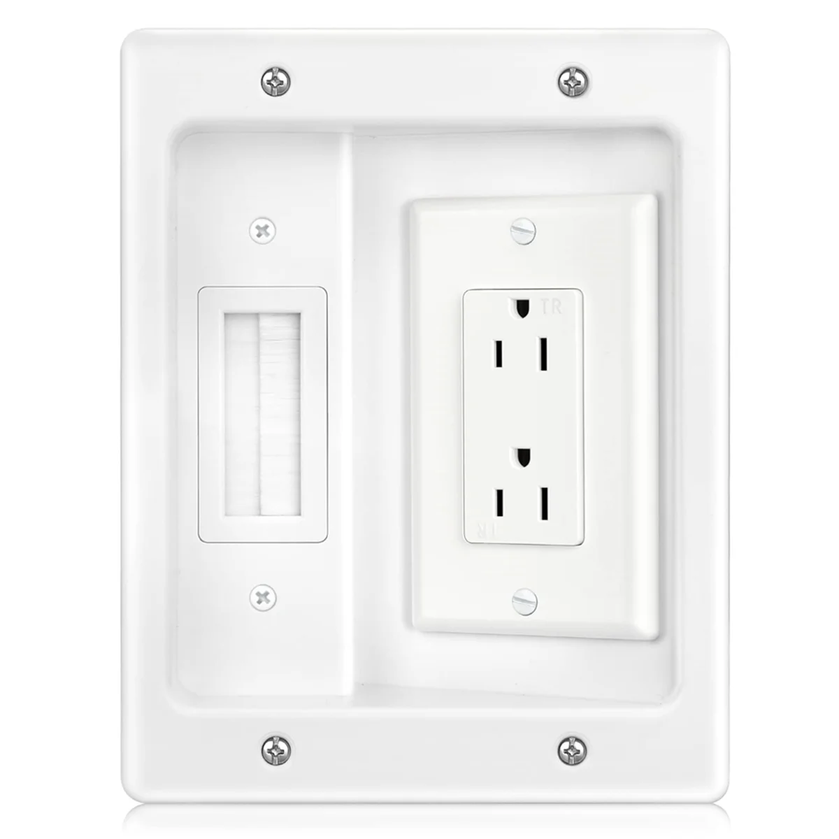 Recessed Outlet Box Cable Management Kit 15A 125V for TV Wires D64582