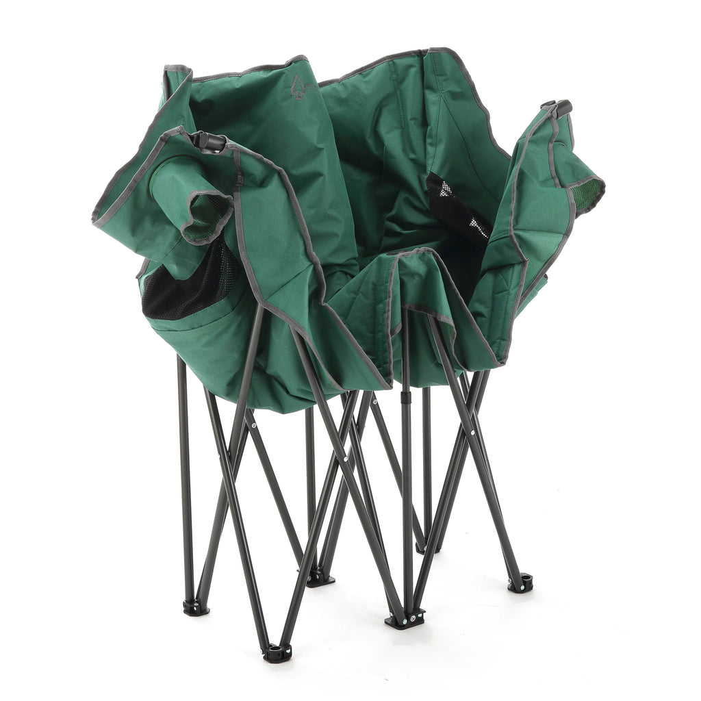 ARROWHEAD OUTDOOR Portable Folding Double Camping Chair with Cup Holders, Padded Seats, Carrying Bag, 500lbs Capacity (Green) N8854
