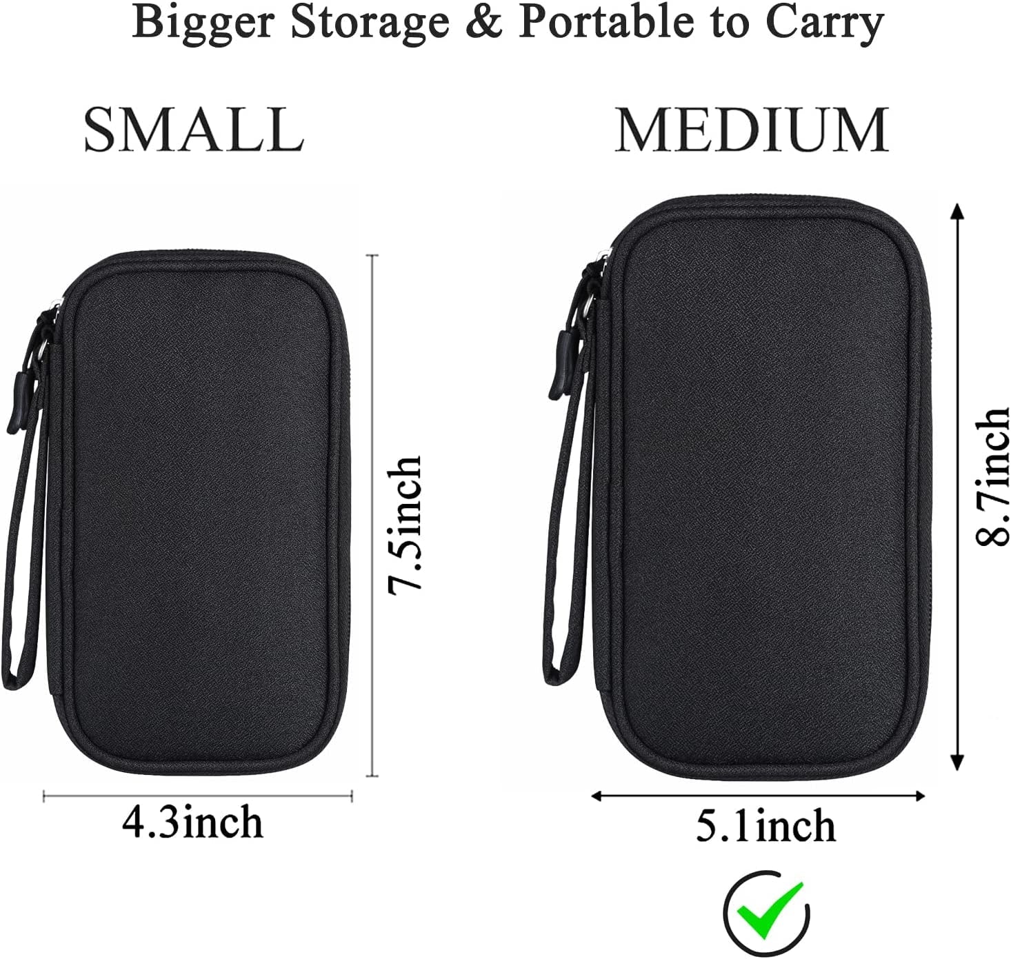 Misty Blue Cable Organizer Bag for Travel, Medium Tech Pouch D8774