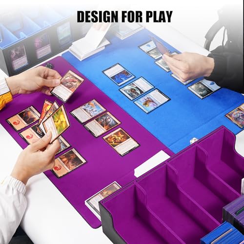 Trading Card Storage Box with Commander Display, 5-Row Deck Case, Black Purple B7043