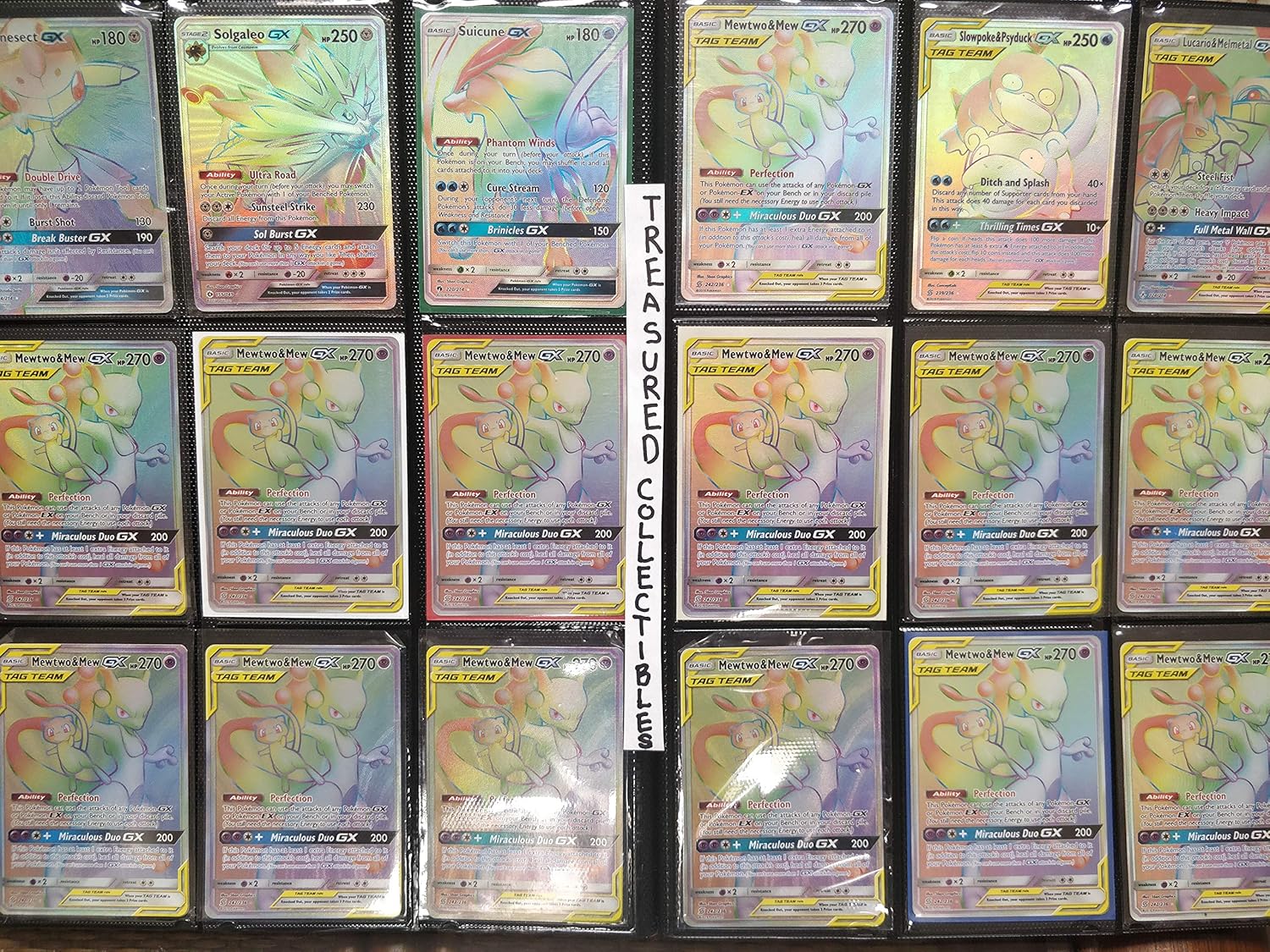 Pokemon Rainbow Rare Cards Binder Collection with 5 Foils, EX, GX, FA, Secret Rare B19746
