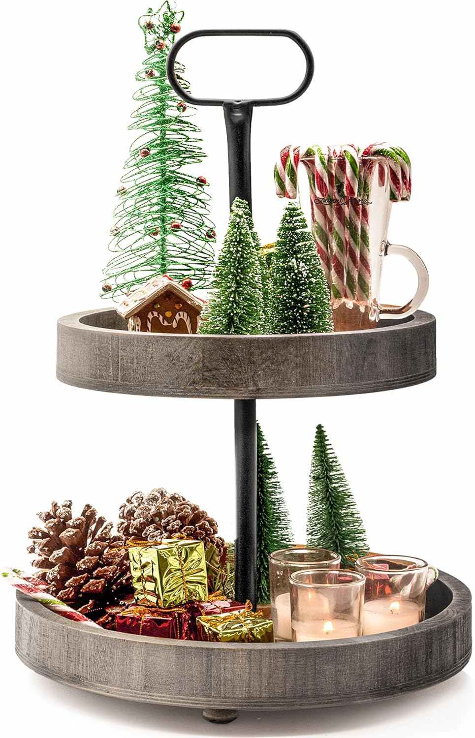 Farmhouse 2 Tier Wooden Tray Stand for Fruit & Cupcake Decor M518