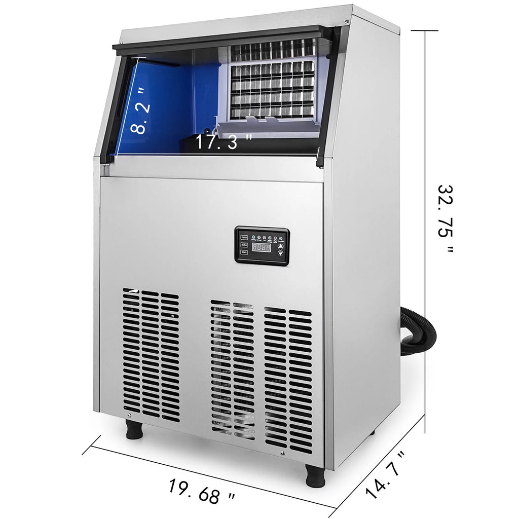 VEVORbrand Commercial Ice Maker 110-120lbs/24H with Drain Pump, Stainless Steel Y171263