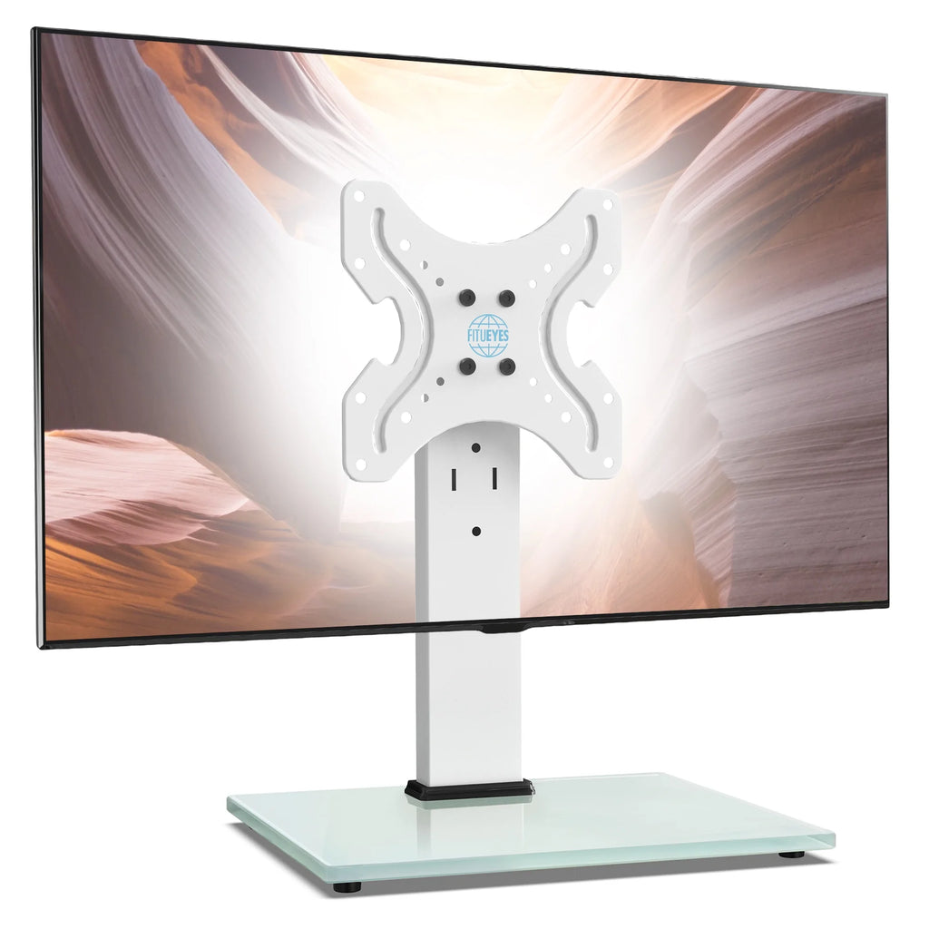 FITUEYES Universal TV Stand Tabletop TV Base with Swivel Mount for 19''-40" inch Flat Screen Tvs,Hold Up to 88 LBS,White