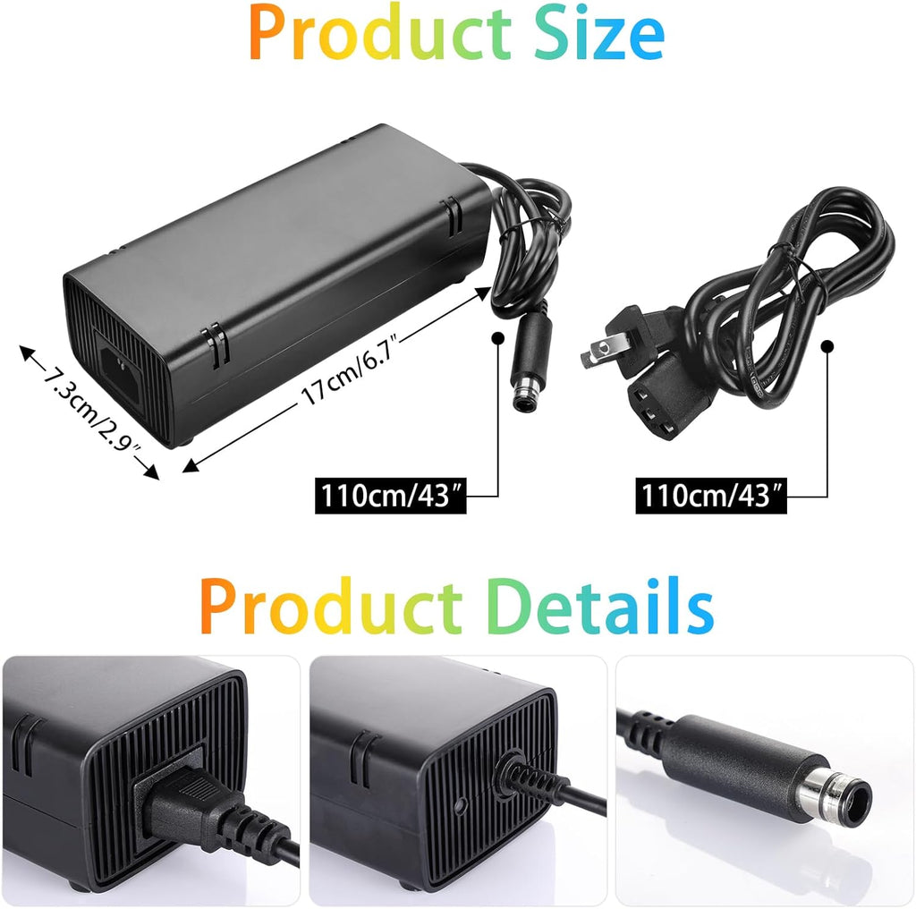 Xbox 360 E Power Supply with AC Adapter and Power Cord Q392