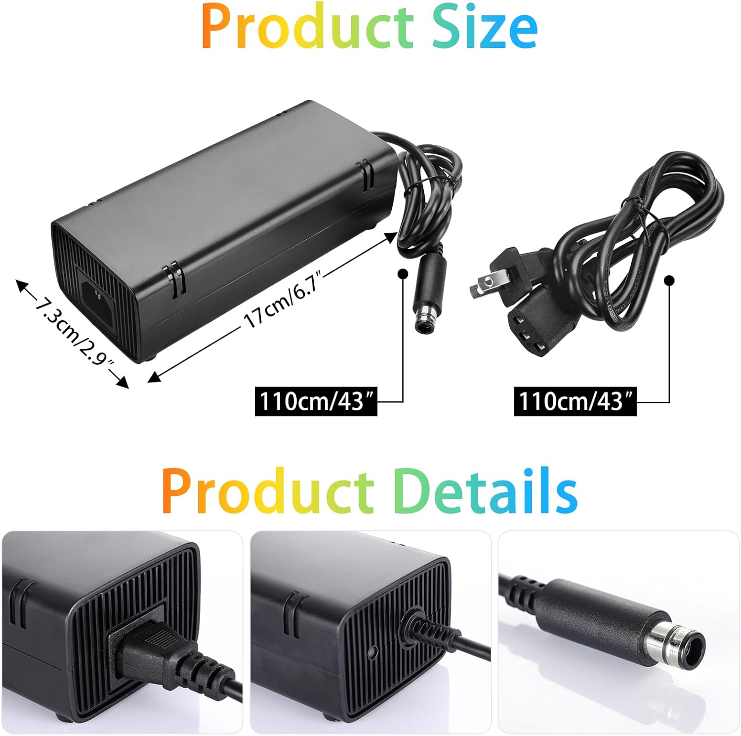 Xbox 360 E Power Supply with AC Adapter and Power Cord Q392