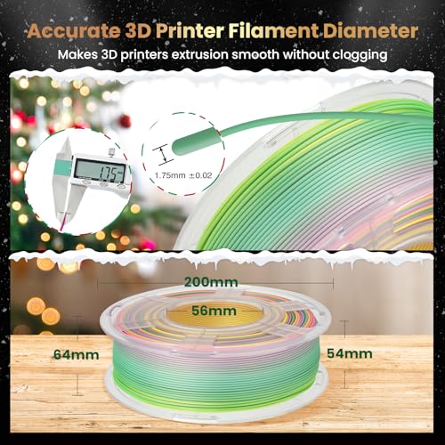 SUNLU Silk Rainbow Filament PLA+ Multicolor Shiny 3D Printer Filament, 1kg P186