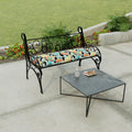 48" x 18" Black Floral Outdoor Bench Cushion with Ties