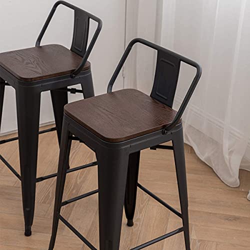 Andeworld Bar Stools Set of 4 Counter Height, Distressed White 30 Inch K18303