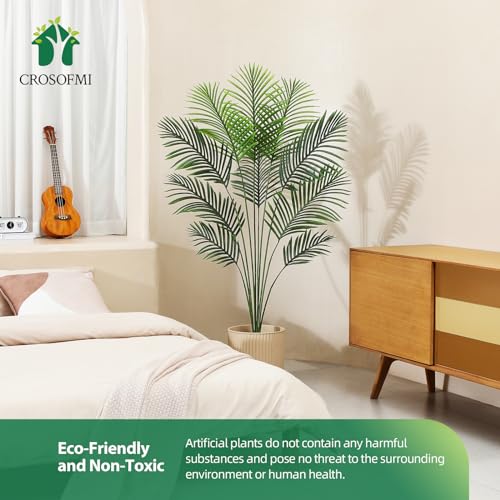 CROSOFMI Artificial Areca Palm Tree 6 Feet Fake Tropical Plant in Pot, 2 Pack C854306