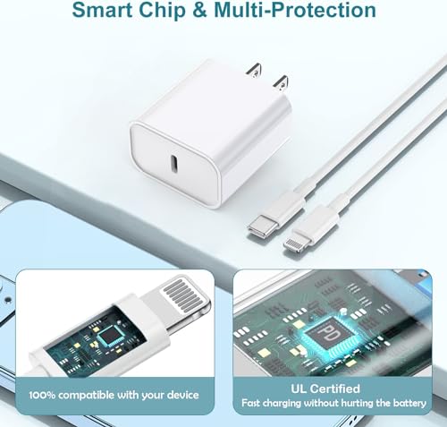 iPhone Charger 2Pack USB-C Fast Charging Block with 6FT Cable for iPhone 14/13/12/11/X/SE, iPad, AirPods J4644