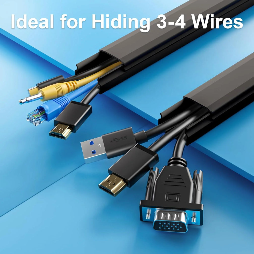 WarmHaven TV Cord Hider, 47In Cable Cover for 4 Cords, Wall Wire Concealer, Black D151
