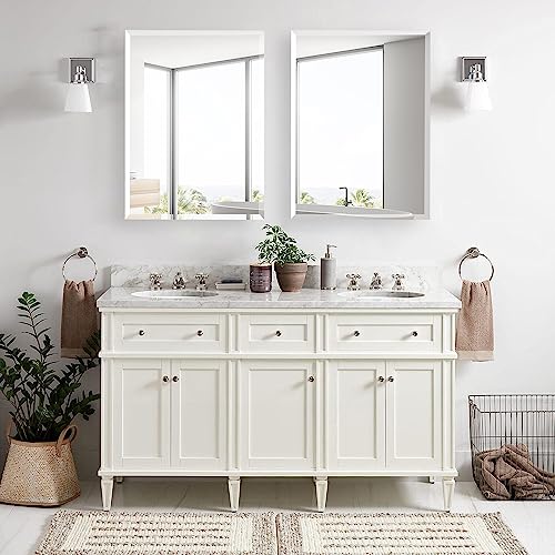 14"x24" Frameless Beveled Bathroom Medicine Cabinet with Mirror, Wall Mounted J551