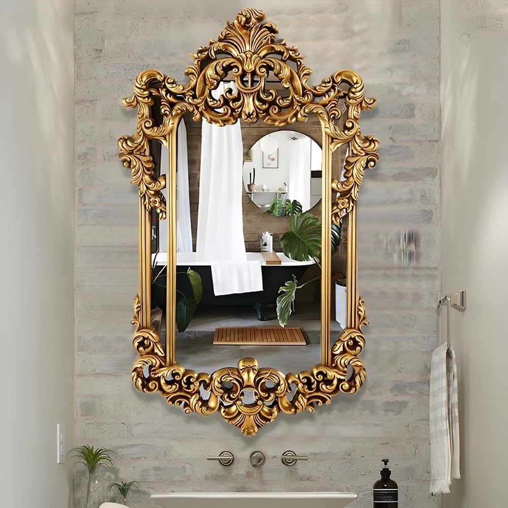 SOYDAN Antique Ornate Gold Wall Mirror with Resin Frame H8264