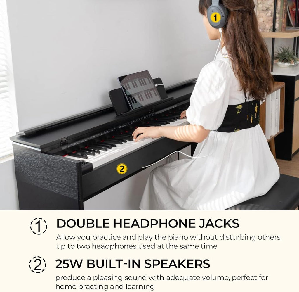 Vangoa Digital Piano 88 Keys Weighted Hammer Action with Stand and Pedals R633136