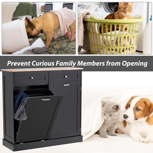 13 Gallon Tilt Out Trash Cabinet with Adjustable Shelf, Black F988