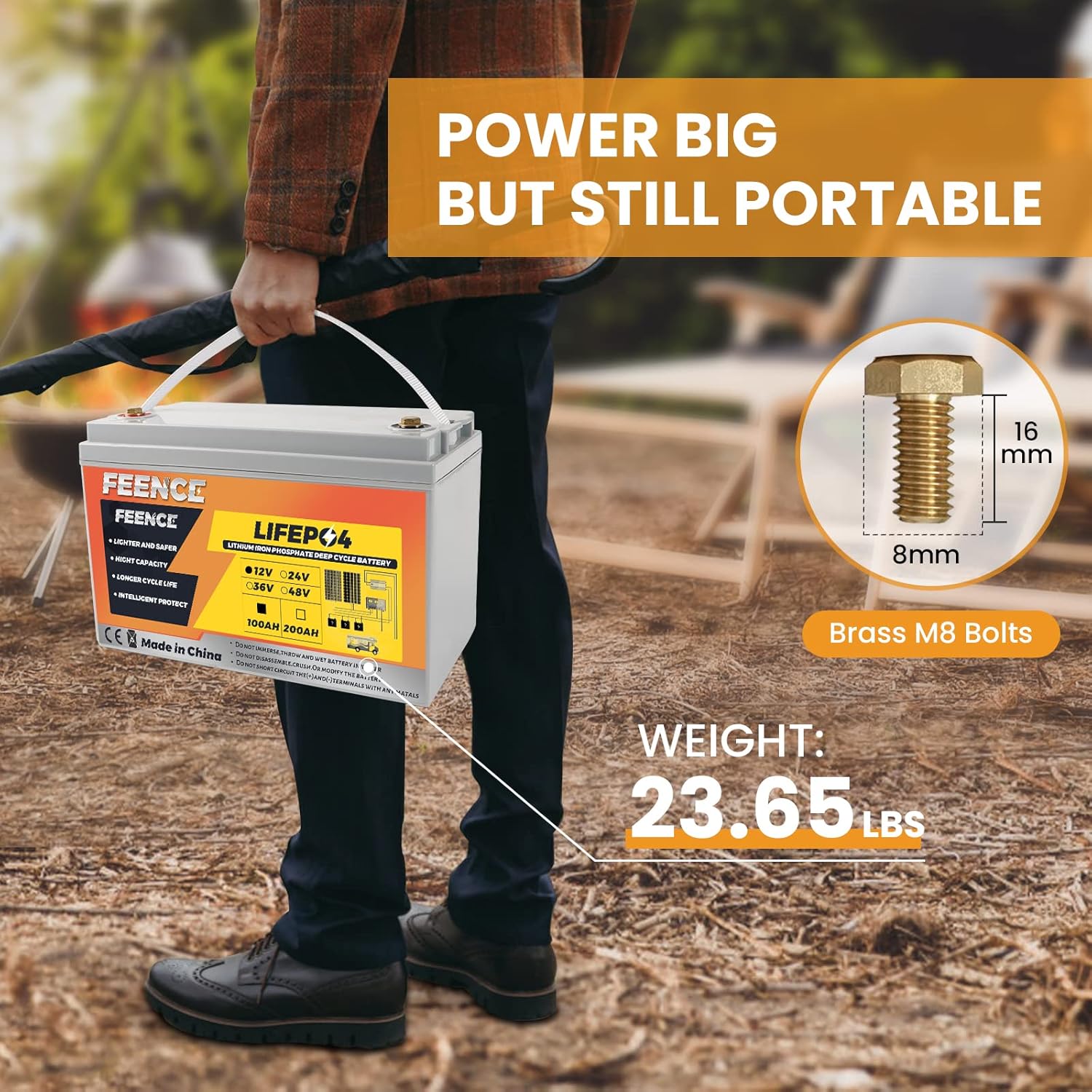 12V 100Ah LiFePO4 Battery 1280Wh with BMS for RV, Solar, Home Energy Storage Y680425