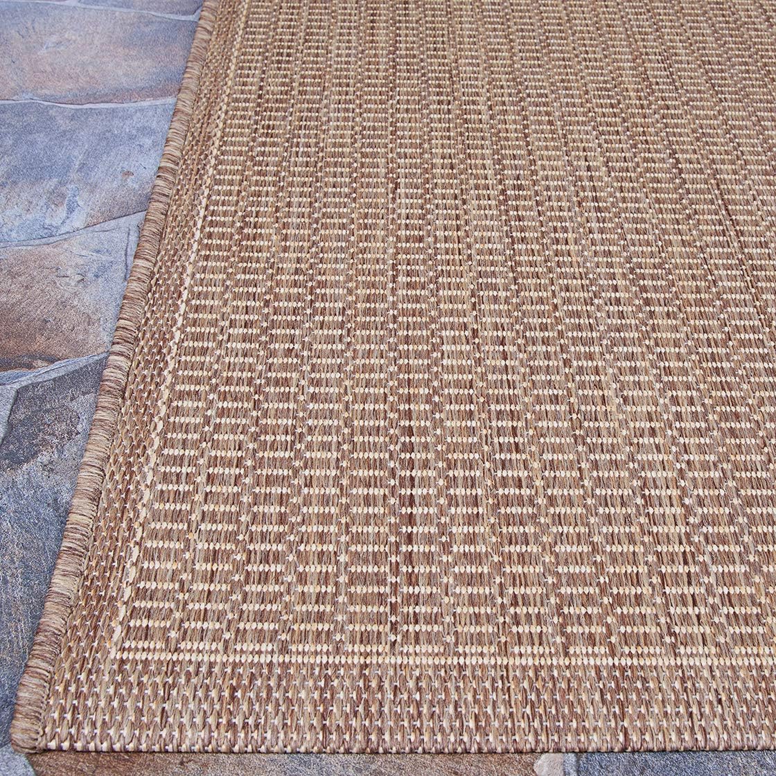 Couristan Recife Saddle Stitch Indoor/Outdoor Area Rug, 7'6", Cocoa Brown-Natural I1448