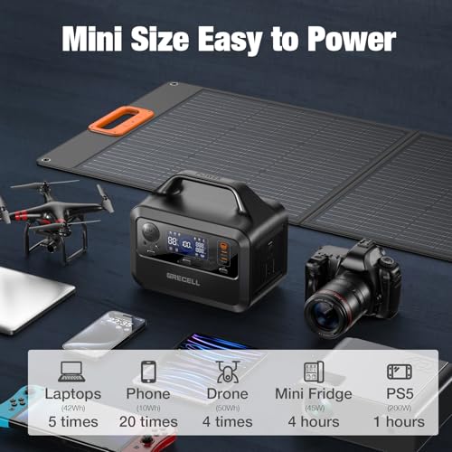 GRECELL Portable Power Station 300W, 230Wh LiFePO4 Battery, Solar Generator for Camping K3905