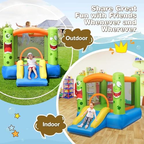 DORTALA Inflatable Bounce House with Slide, Basketball Rim, for Kids X531