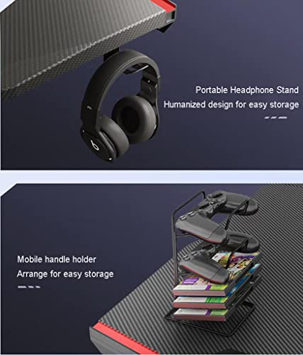 Gaming Desk with LED Lights and Cup Holder, Black E4531