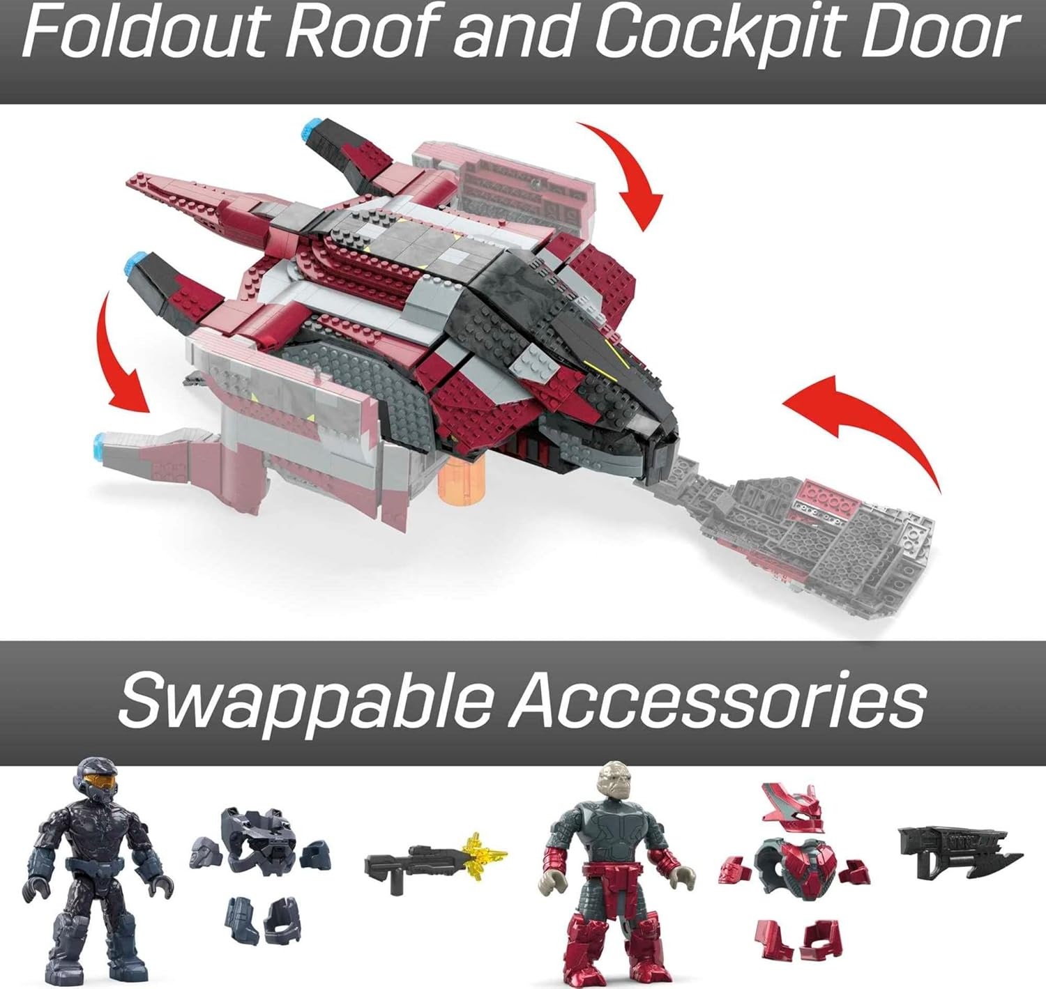 MEGA Halo Infinite Banished Phantom Vehicle Building Set, 1214 Pieces L188
