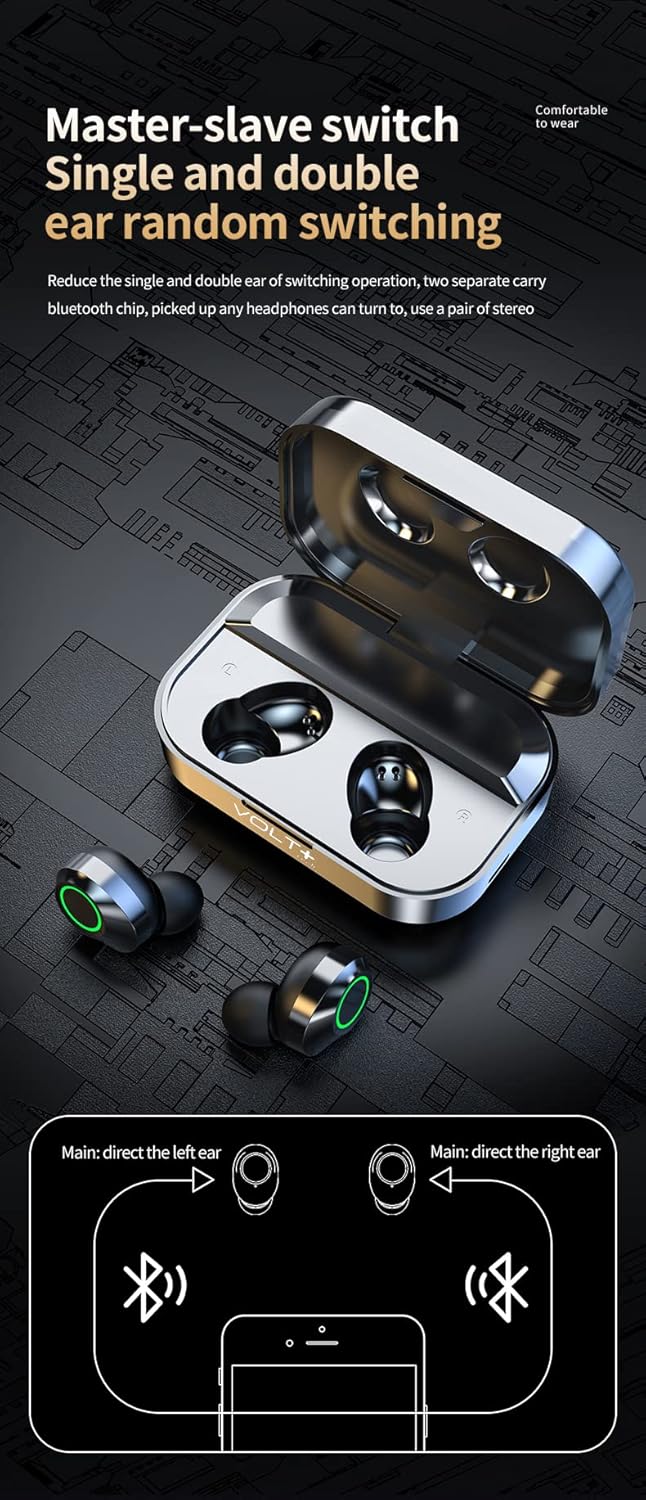 Pro Earbuds Wireless V5.3 LED IPX4 Noise Reduction Quad Mic with 1200mAh PowerBank (Black) P945