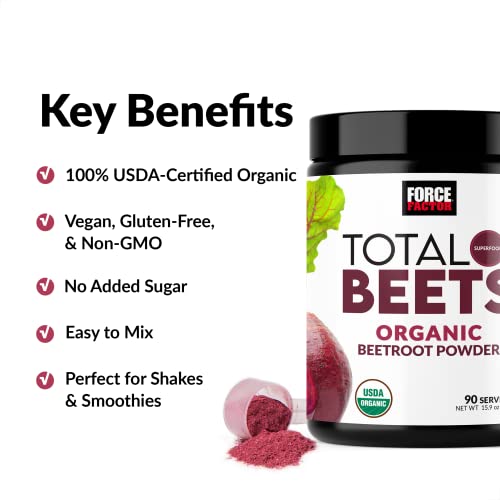 Force Factor Total Beets Organic Beetroot Powder, Unflavored, 90 Servings D4324