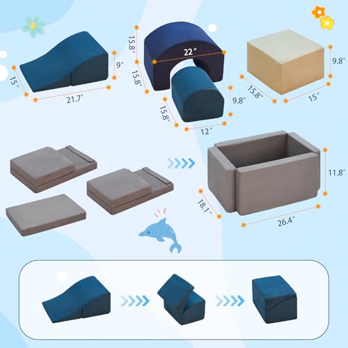 7 Pieces Climbing Toys and Blocks Soft Foam Climber Playset for Toddlers Ages 1-3 K6925