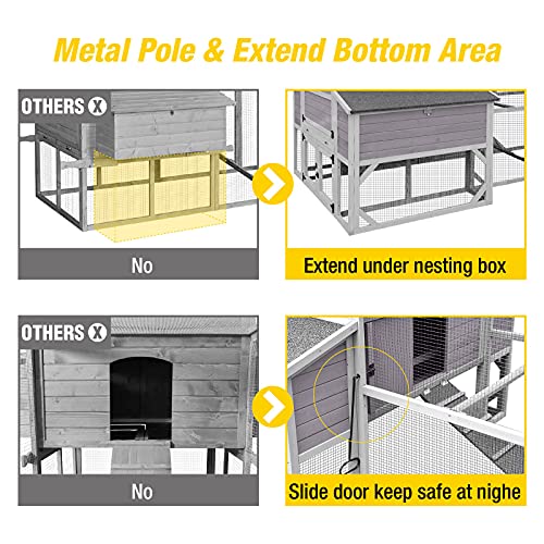 Aivituvin Extra Large 137in Chicken Coop for 8-10 Chickens, Outdoor Wooden Hen House with 6 Nesting Boxes K887430