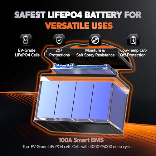 LiTime 12V 100Ah Group 31 Bluetooth LiFePO4 Trolling Motor Battery H124507
