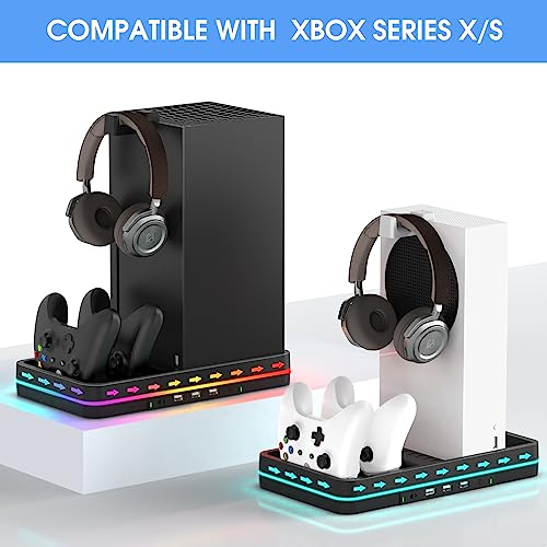 KEPLUG Dual Cooling Fan and Charger Stand for Xbox Series X/S with RGB LED Light F8212