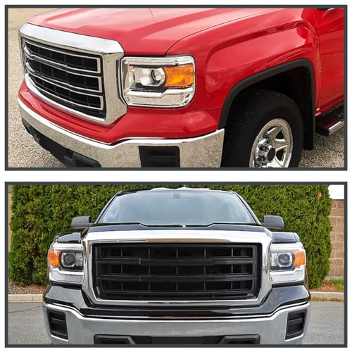 SPEC-D TUNING Black Housing Clear Lens Halo Projector Headlights for Chevy Silverado 1500 2500HD 3500HD X902044