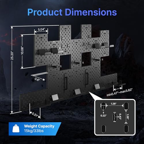 PEGZONE Controller and Headphone Holder Wall Mount, Modular Gaming Pegboard with Accessories, Black & Red R81990