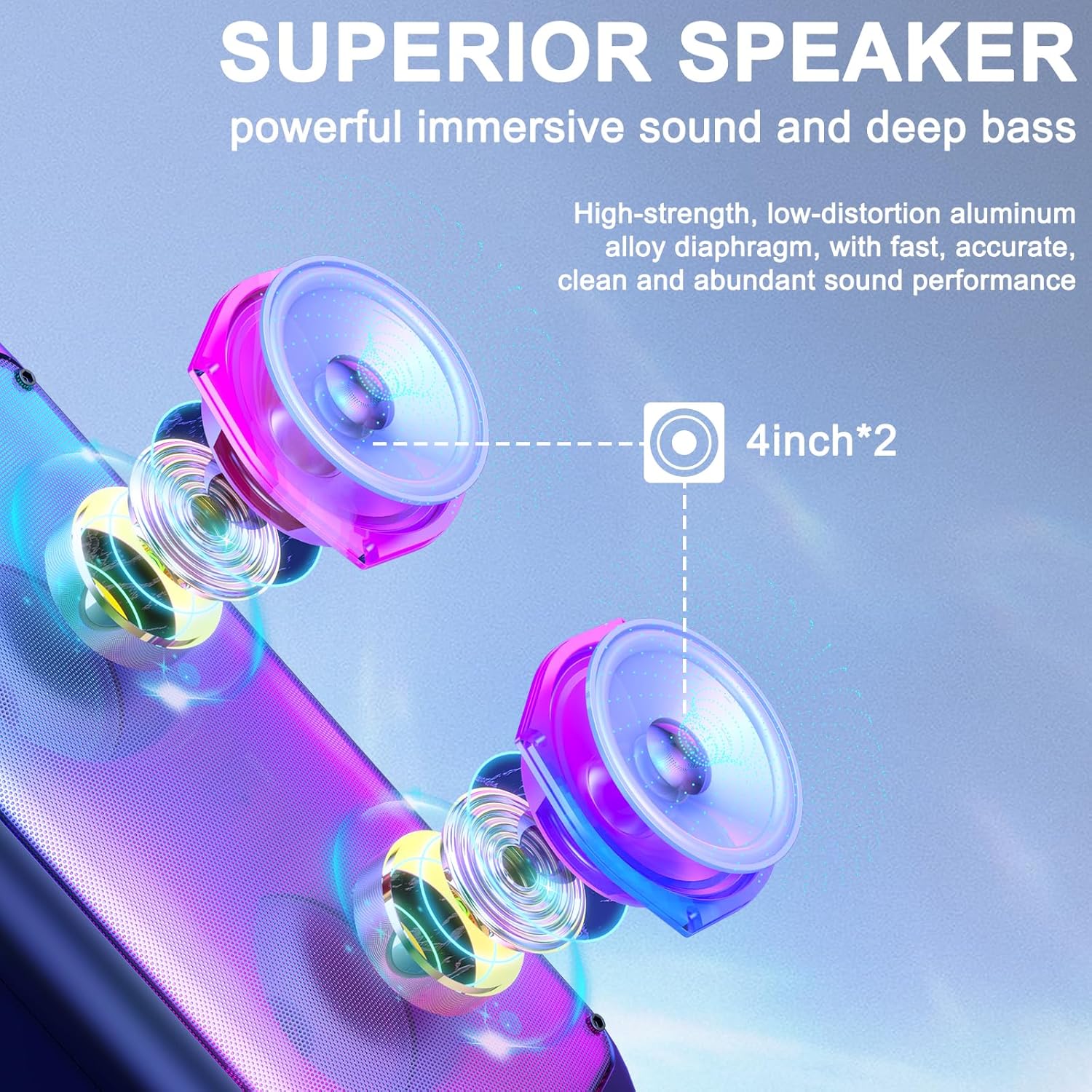 Karaoke Machine with 2 Wireless Microphones, Portable Bluetooth Speaker with Disco Lights M877320