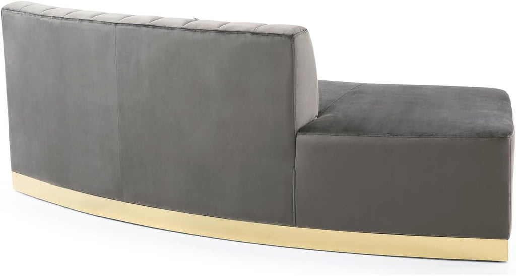 Brentwood Dark Gray Velvet Curved Armless Sofa T3167
