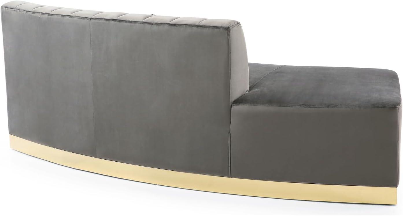 Brentwood Dark Gray Velvet Curved Armless Sofa T3167