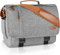 ESTARER Messenger Bag 17-17.3 Inch, Men's Computer Bag Water-resistant Canvas, Laptop Shoulder Bag for Travel Work College, Light Grey