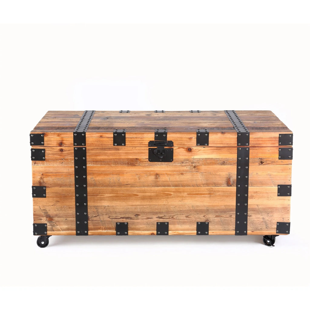 BESTCOSTY Trunk Table with Wheels Storage Coffee Table I132001