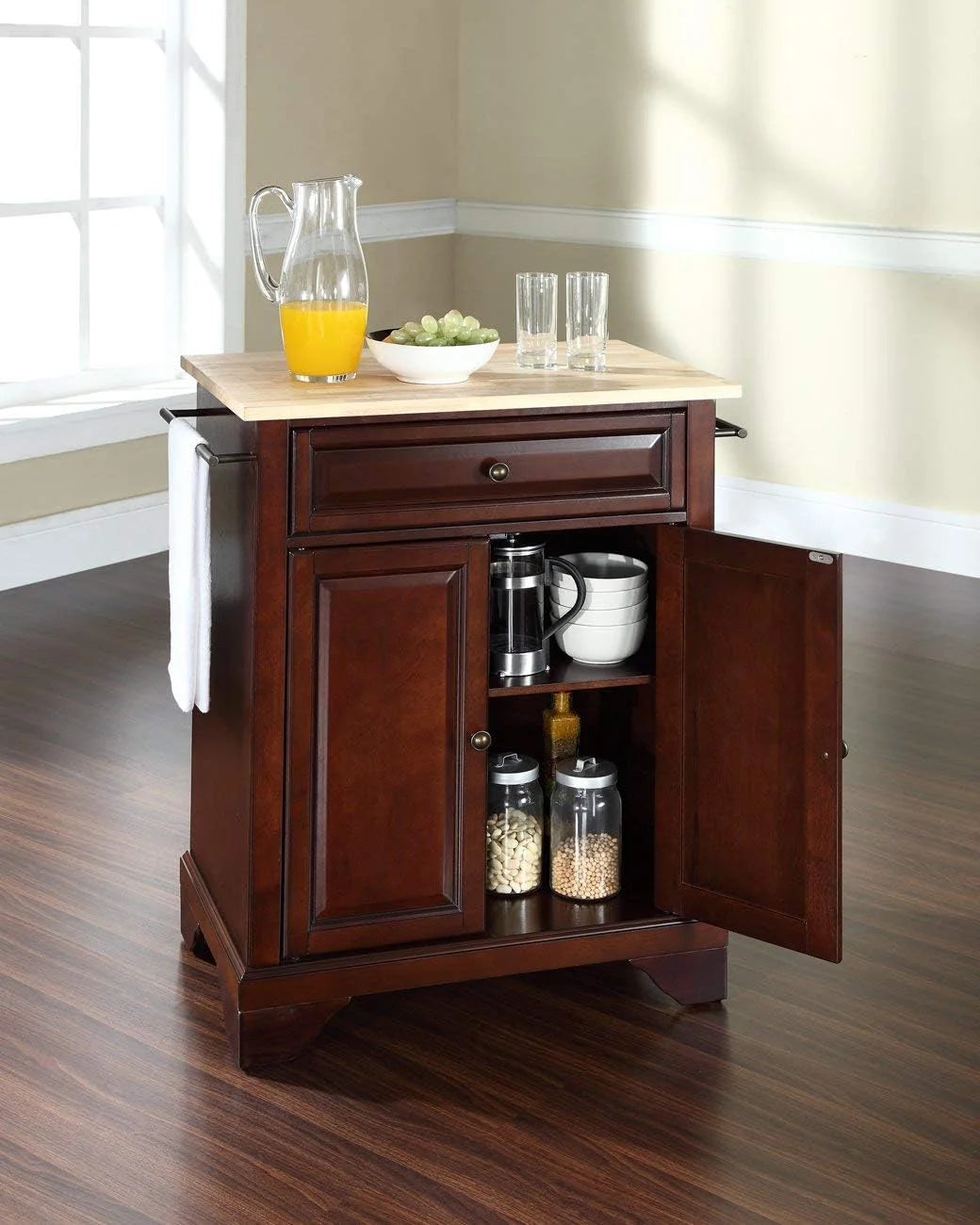 Lafayette Cuisine Kitchen Island with Natural Wood Top Y32747