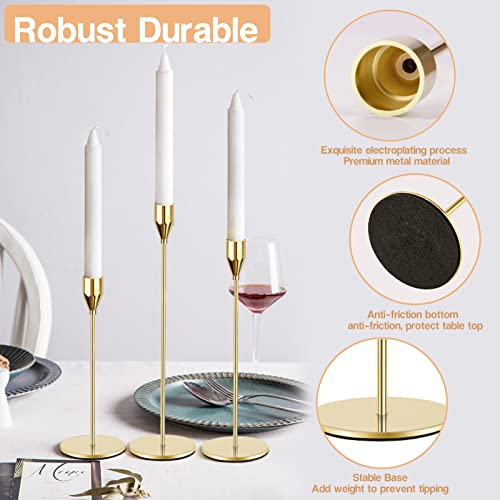 FODIENS Gold Metal Candle Holders for Taper Candles, Set of 12 S285094