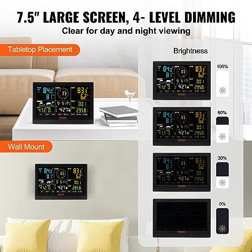 VEVOR YT60234 WiFi Weather Station 7-in-1 with 7.5" Color Display O347106