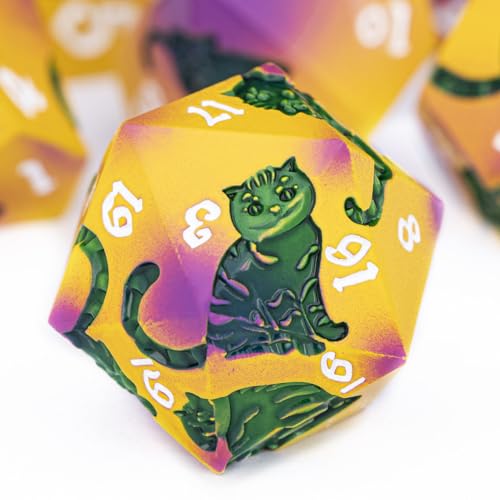 Metal DND Cat Dice 7PCS Polyhedral RPG Dice Set with Gift Case B373640